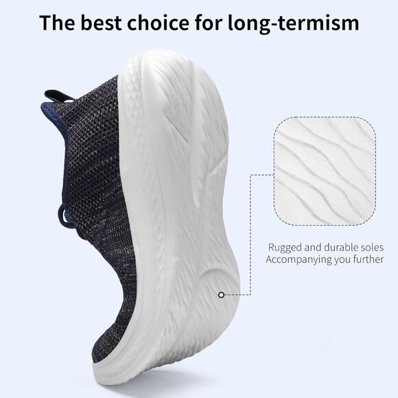 ⚡Men Blueblack Fashion Mesh Non Slip Lightweight Workout Breathable Gym Sneakers - Picture 4 of 6